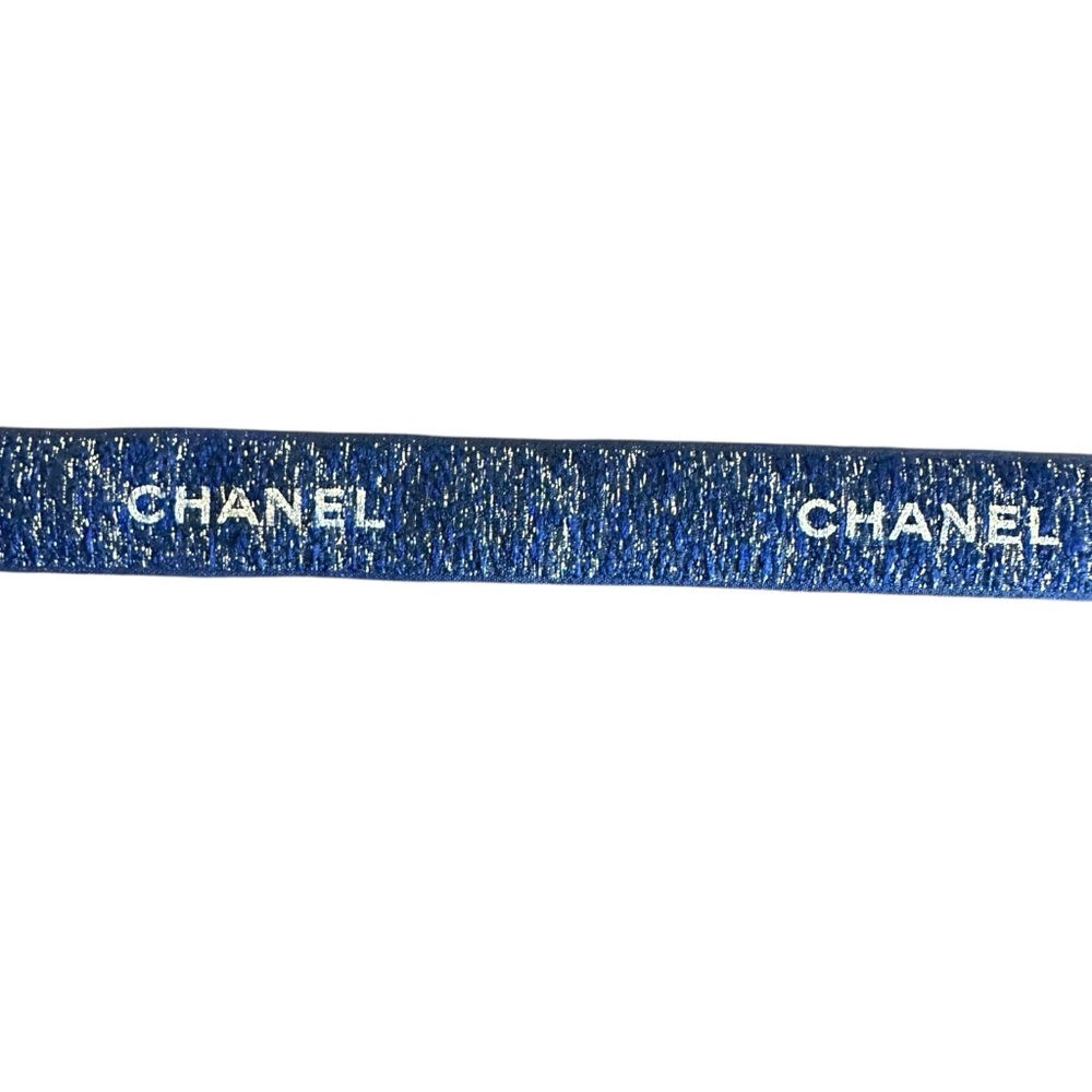 Authentic Chanel Navy And Gold Glitter Holiday Ribbon